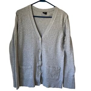 ✨Faded Glory‎ Y2K 90s Gray Cardigan Sweater L 12-14 Women's Button Front Pockets